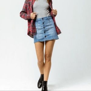Sky and Sparrow Button Front Denim Mini Skirt